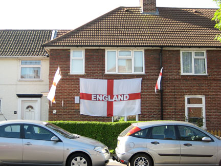 St Georges flags still up in Essex. I did my bit and ate a hot cross bun.