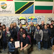 I presented certificates to commemorate 25 places of belonging. Photo of MedShare volunteers in their San Leandro warehouse: Shana Heede Hassol.